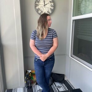 Blue and white striped tshirt